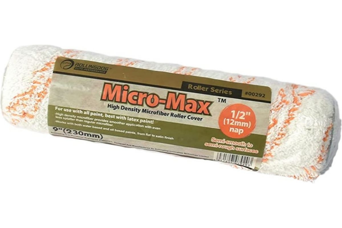 Валик Micro-Max™ 
Материал: премиум микрофибра высокой плотности
Размер:  9" (230мм)
Длина ворса: 1/2" (12,7мм)
Диаметр крепления: Ø8мм