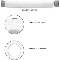 Валик большой Microfiber с пластиковыми заглушками 2 шт. в комплекте
Материал: Микрофибра
Размер:  18" (450 мм)
Длина ворса: 1/2" (12,7 мм)
Диаметр крепления: Ø38мм